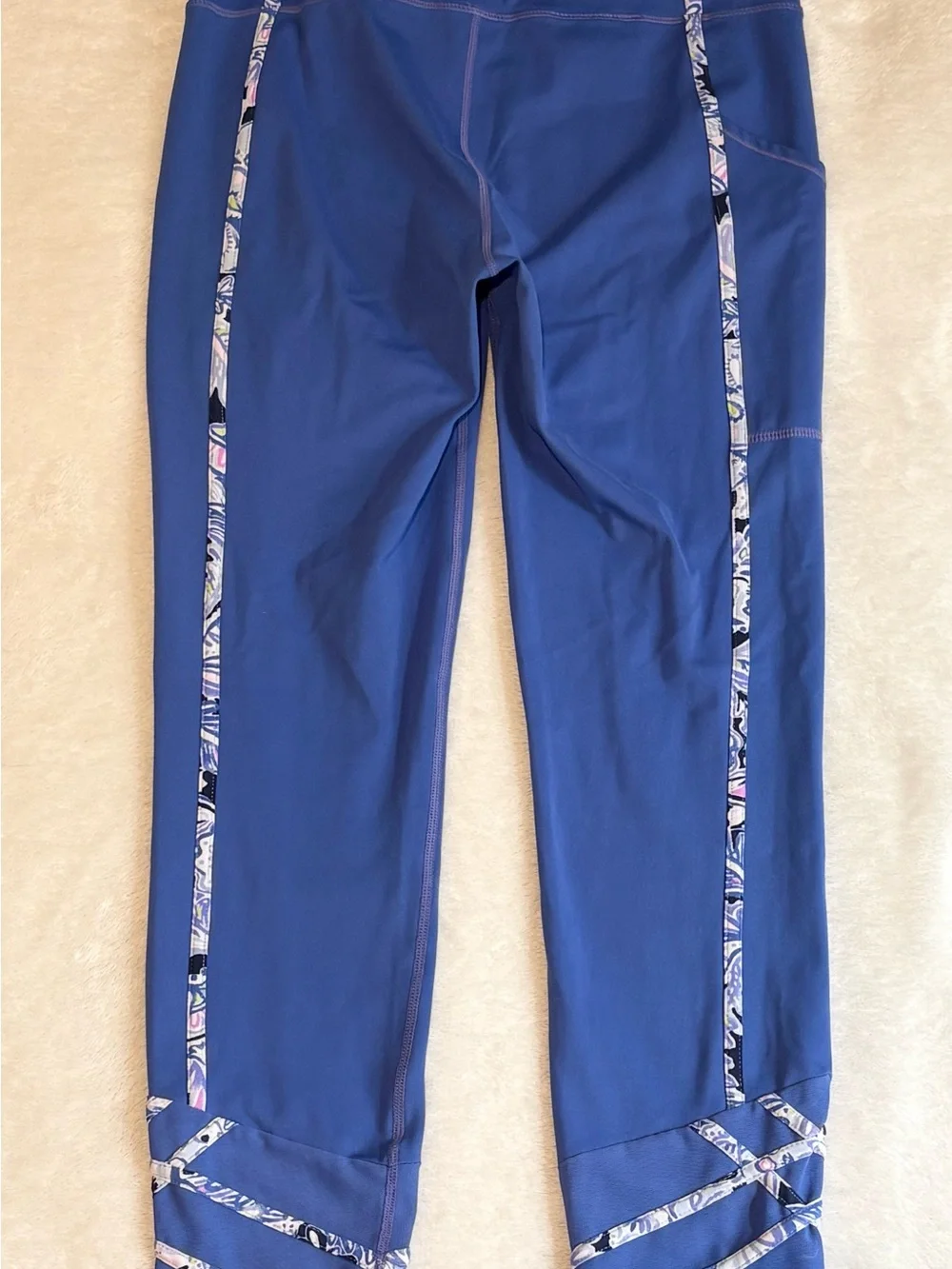Lilly Pulitzer Luxletic Weekender High Rise Leggings Blue Paisley Size Medium